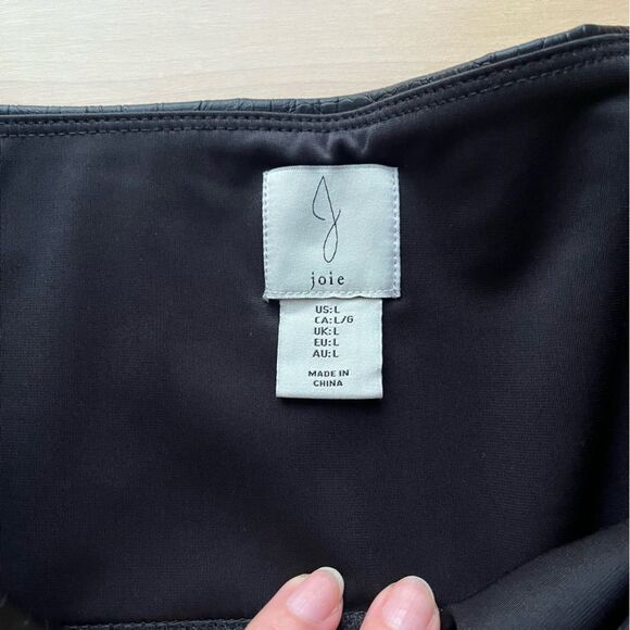 Joie Croc Vegan Leather High Rise Pull On Black L NWOT - Picture 9 of 12